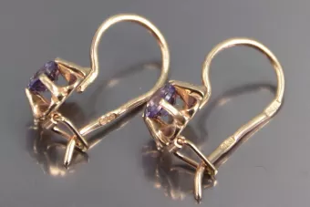 Vintage rose pink 14k 585 gold earrings vec060 alexandrite ruby emerald sapphire ...