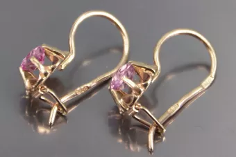 Vintage auskariai iš 14k 585 rožinio aukso vec060 aleksandritas rubinas emeraldas safiras ...