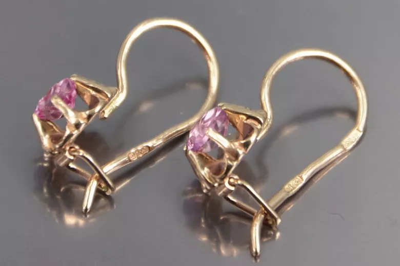 Ruso soviético rosa rosa 14k 585 pendientes de oro vec060 alejandrita rubí esmeralda zafiro ...