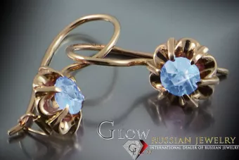 Vintage rose pink 14k 585 gold earrings vec060 alexandrite ruby emerald sapphire ...