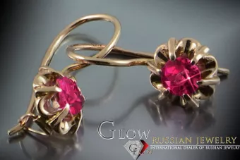 Русская советская розовая роза 14k 585 золото серьги vec060 александрит рубин изумруд сапфир ...