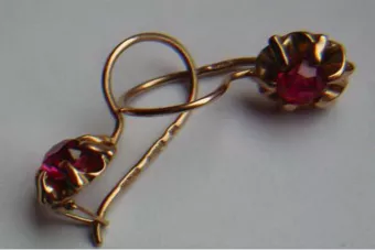 Ruso soviético rosa rosa 14k 585 pendientes de oro vec060 alejandrita rubí esmeralda zafiro ...