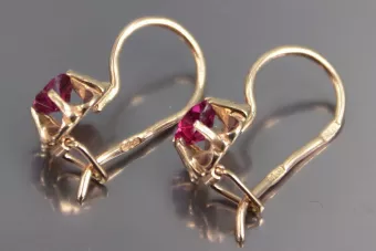 Vintage auskariai iš 14k 585 rožinio aukso vec060 aleksandritas rubinas emeraldas safiras ...