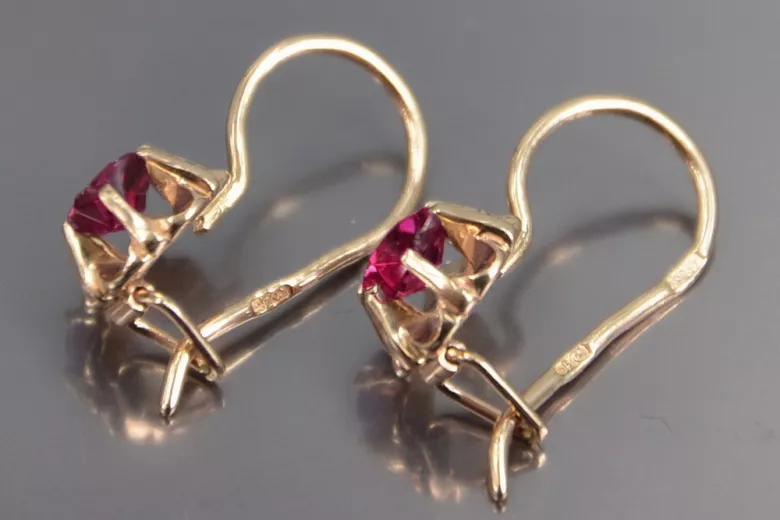 Russische Sowjetische Rose Pink 14k 585 Gold Ohrringe vec060 Alexandrit Rubin Smaragd Saphir ...