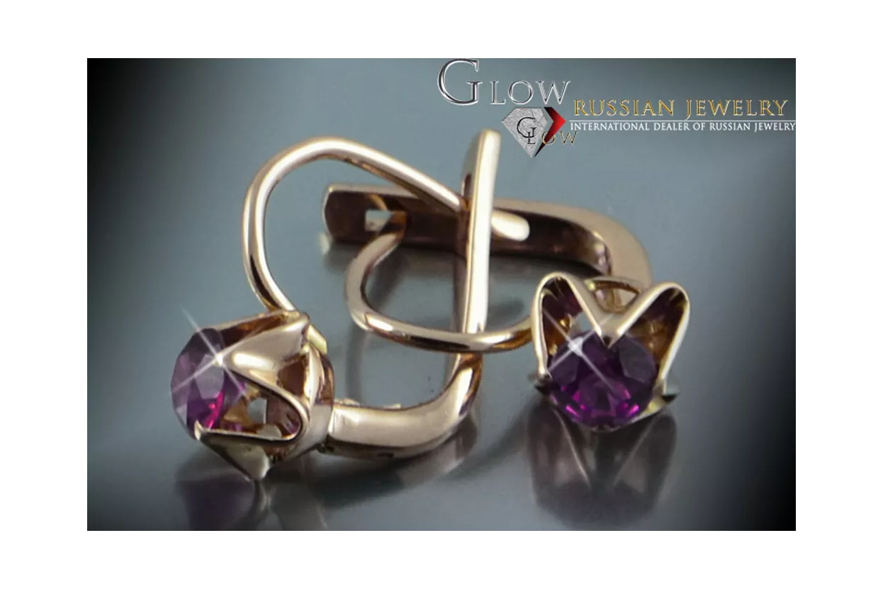 Rus sovietic a crescut roz 14k 585 cercei de aur vec061 alexandrit rubin smarald safir ...