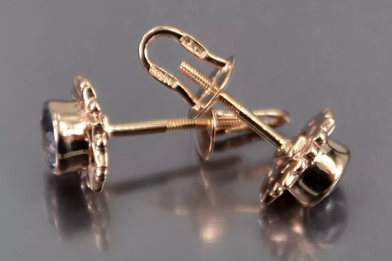 Russische Sowjetische Rose Pink 14k 585 Gold Ohrringe vec063 Alexandrit Rubin Smaragd Saphir ...