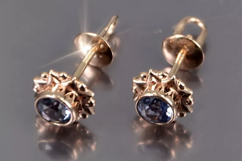 Ruso soviético rosa rosa 14k 585 pendientes de oro vec063 alejandrita rubí esmeralda zafiro ...