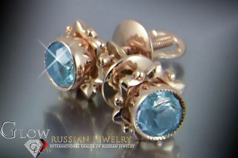 Russische Sowjetische Rose Pink 14k 585 Gold Ohrringe vec063 Alexandrit Rubin Smaragd Saphir ...