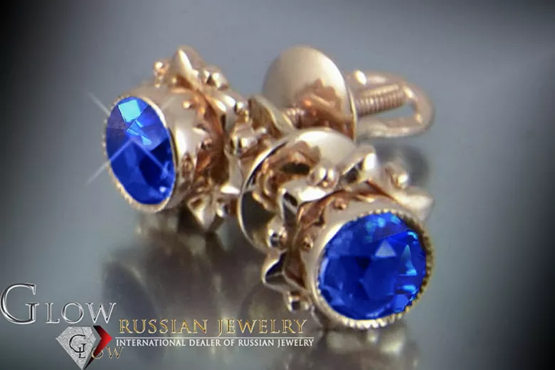 Russische Sowjetische Rose Pink 14k 585 Gold Ohrringe vec063 Alexandrit Rubin Smaragd Saphir ...