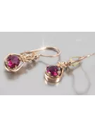 Boucles d’oreilles en or rose soviétique russe 14k 585 vec065 alexandrite rubis émeraude saphir ...