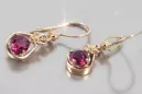 Boucles d’oreilles en or rose soviétique russe 14k 585 vec065 alexandrite rubis émeraude saphir ...
