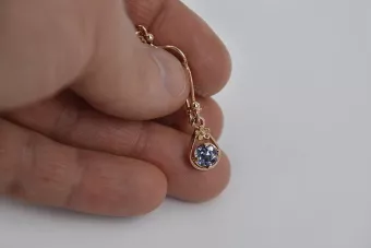 Ruso soviético rosa rosa 14k 585 pendientes de oro vec065 alejandrita rubí esmeralda zafiro ...