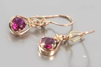 Ruso soviético rosa rosa 14k 585 pendientes de oro vec065 alejandrita rubí esmeralda zafiro ...