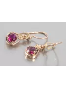 Boucles d’oreilles en or rose soviétique russe 14k 585 vec065 alexandrite rubis émeraude saphir ...