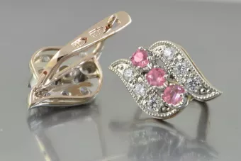 Boucles d’oreilles en or rose soviétique russe 14k 585 vec068 alexandrite rubis émeraude saphir ...