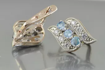 Vintage rose pink 14k 585 gold earrings vec068 alexandrite ruby emerald sapphire ...