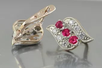 Руски съветски розово розово 14k 585 златни обеци vec068 александрит рубин изумруден сапфир ...