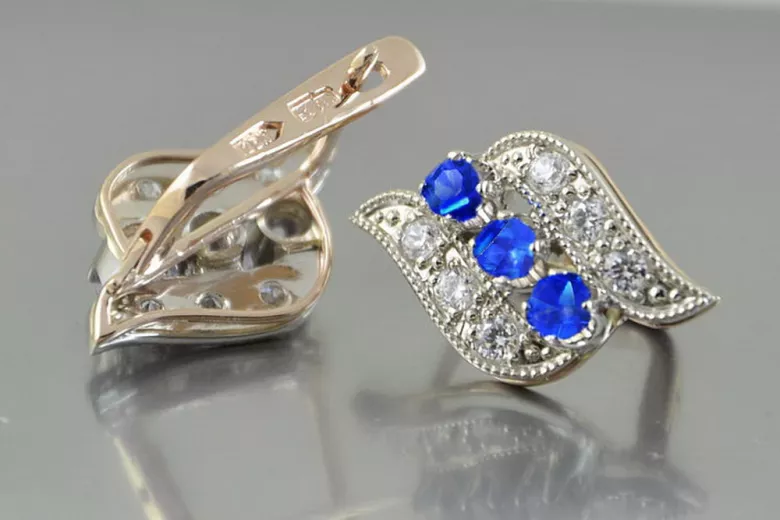 Русская советская розовая роза 14k 585 золото серьги vec068 александрит рубин изумруд сапфир ...