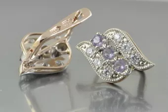 Русская советская розовая роза 14k 585 золото серьги vec068 александрит рубин изумруд сапфир ...