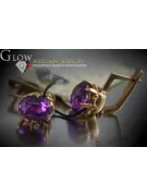 Boucles d’oreilles en or rose soviétique russe 14k 585 vec071 alexandrite rubis émeraude saphir ...