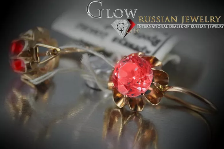 Russische Sowjetische Rose Pink 14k 585 Gold Ohrringe vec073 Alexandrit Rubin Smaragd Saphir ...
