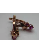 Vintage rose pink 14k 585 gold earrings vec075 alexandrite ruby emerald sapphire ...