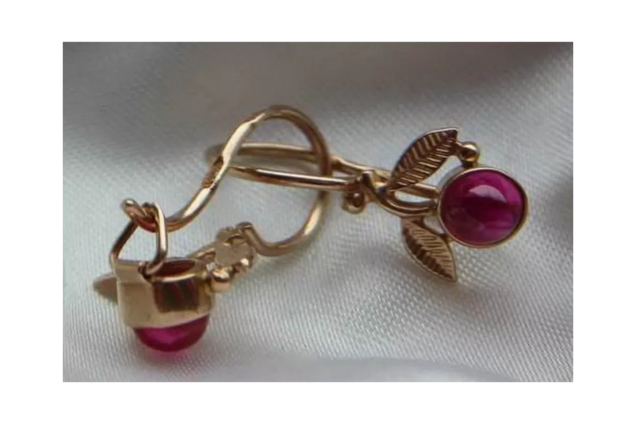 Russische Sowjetische Rose Pink 14k 585 Gold Ohrringe vec076 Alexandrit Rubin Smaragd Saphir ...