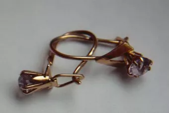 Vintage rose pink 14k 585 gold earrings vec077 alexandrite ruby emerald sapphire ...