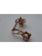 Boucles d’oreilles en or rose soviétique russe 14k 585 vec078 alexandrite rubis émeraude saphir ...