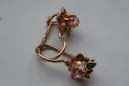 Vintage rose pink 14k 585 gold earrings vec078 alexandrite ruby emerald sapphire ...