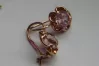 Russian Soviet rose pink 14k 585 gold earrings vec082 alexandrite ruby emerald sapphire ...
