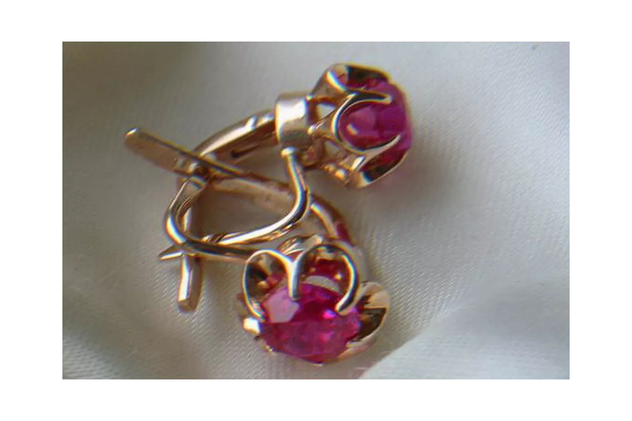 Russische Sowjetische Rose Pink 14k 585 Gold Ohrringe vec086 Alexandrit Rubin Smaragd Saphir ...