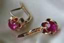 Vintage rose pink 14k 585 gold earrings vec086 alexandrite ruby emerald sapphire ...