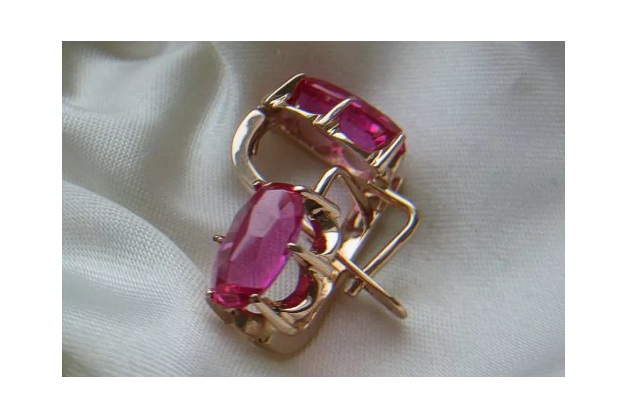 Russische Sowjetische Rose Pink 14k 585 Gold Ohrringe vec087 Alexandrit Rubin Smaragd Saphir ...