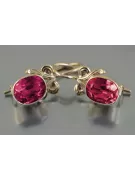 Ruso soviético rosa rosa 14k 585 pendientes de oro vec089 alejandrita rubí esmeralda zafiro ...