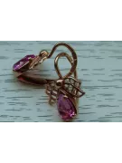 Vintage auskariai iš 14k 585 rožinio aukso vec094 aleksandritas rubinas emeraldas safiras ...