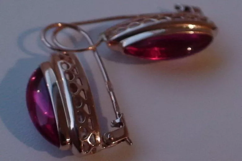 Russische Sowjetische Rose Pink 14k 585 Gold Ohrringe vec095 Alexandrit Rubin Smaragd Saphir ...