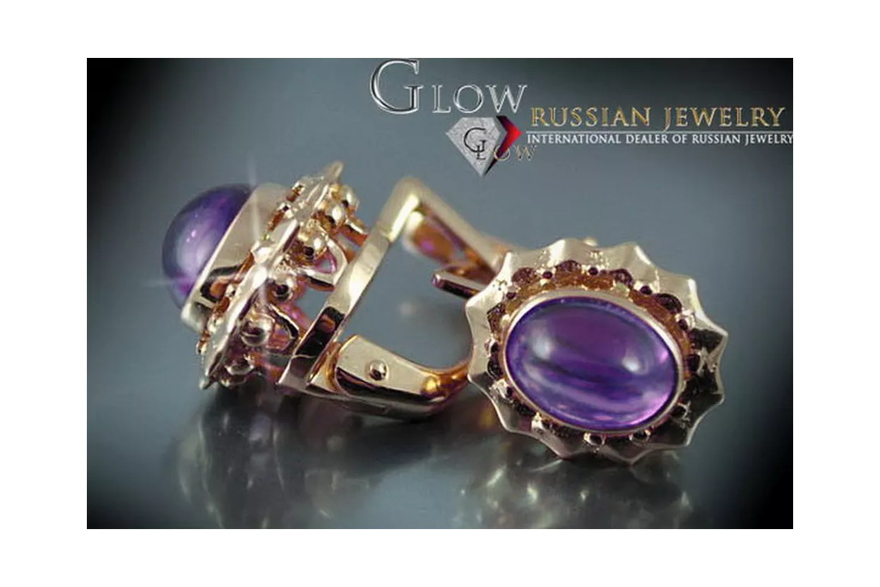 Rus sovietic a crescut roz 14k 585 cercei de aur vec096 alexandrit rubin smarald safir ...