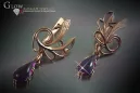 Vintage auskariai iš 14k 585 rožinio aukso vec097 aleksandritas rubinas emeraldas safiras ...