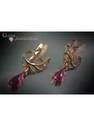 Vintage rose pink 14k 585 gold earrings vec097 alexandrite ruby emerald sapphire ...