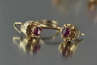 Boucles d’oreilles en or rose soviétique russe 14k 585 vec104 alexandrite rubis émeraude saphir ...