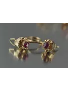 Vintage rose pink 14k 585 gold earrings vec104 alexandrite ruby emerald sapphire ...