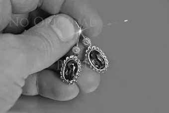 Ruso soviético rosa rosa 14k 585 pendientes de oro vec109 alejandrita rubí esmeralda zafiro ...