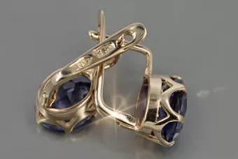 Russische Sowjetische Rose Pink 14k 585 Gold Ohrringe vec111 Alexandrit Rubin Smaragd Saphir ...