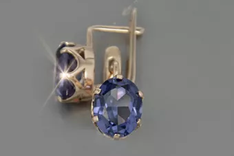 Russische Sowjetische Rose Pink 14k 585 Gold Ohrringe vec111 Alexandrit Rubin Smaragd Saphir ...