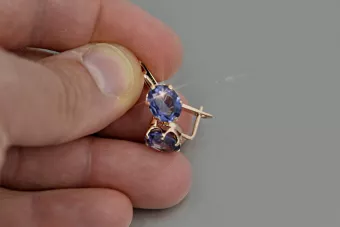 Vintage auskariai iš 14k 585 rožinio aukso vec111 aleksandritas rubinas emeraldas safiras ...