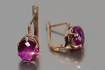 Βίντεζ σκουλαρίκια από 14k 585 ροζ χρυσό vec111 αλεξανδρίτη ρουμπίνι σμαράγδι σαφείρι ...