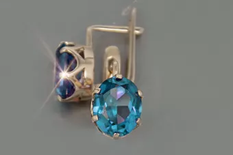 Ruso soviético rosa rosa 14k 585 pendientes de oro vec111 alejandrita rubí esmeralda zafiro ...