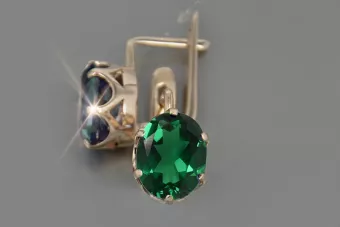Vintage rose pink 14k 585 gold earrings vec111 alexandrite ruby emerald sapphire ...
