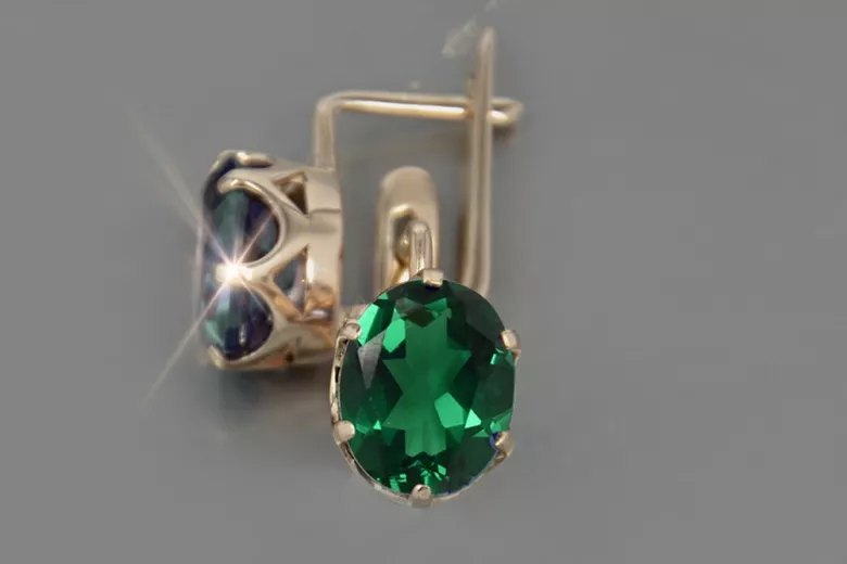 Vintage rose pink 14k 585 gold earrings vec111 alexandrite ruby emerald sapphire ...